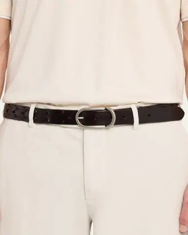 Brunello Cucinelli Men's Braided Smooth Calfskin Round-Buckle Belt | Thumbnail 2