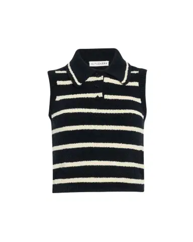 Altuzarra Elmer Striped Knit Sleeveless Polo Top | Thumbnail 1 Altuzarra Elmer Striped Knit Sleeveless Polo Top | Thumbnail 1
