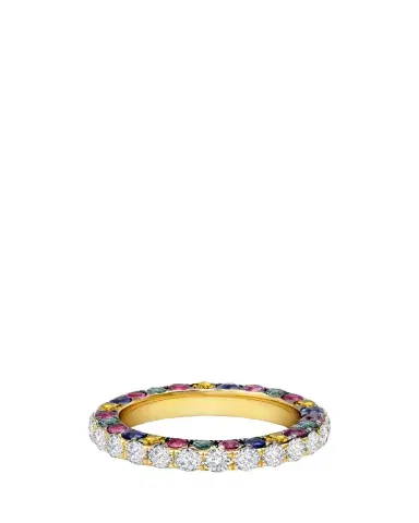 Graziela Gems Rainbow Gem and Diamond 3-Sided Band Ring | Thumbnail 1 Graziela Gems Rainbow Gem and Diamond 3-Sided Band Ring | Thumbnail 1