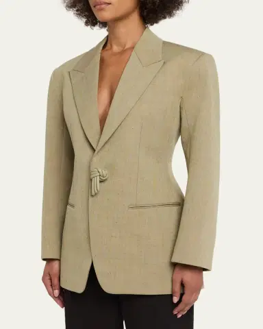 Bottega Veneta Oversized Wool-Linen Single-Breasted Jacket | Thumbnail 4 Bottega Veneta Oversized Wool-Linen Single-Breasted Jacket | Thumbnail 4