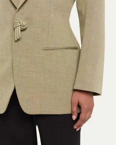 Bottega Veneta Oversized Wool-Linen Single-Breasted Jacket | Thumbnail 5 Bottega Veneta Oversized Wool-Linen Single-Breasted Jacket | Thumbnail 5