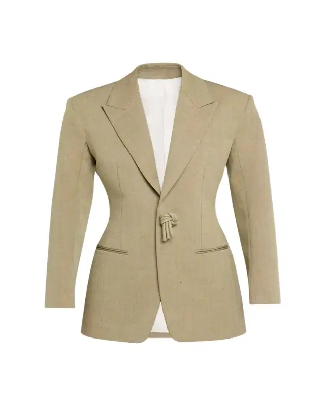 Oversized Wool-Linen Single-Breasted Jacket