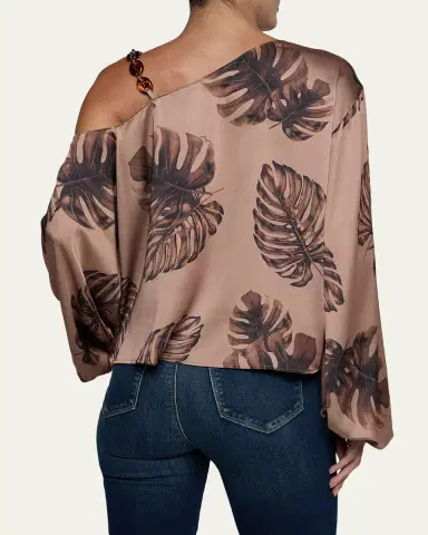 L'Agence Asami Botanical-Print Satin Blouse | Thumbnail 3 L'Agence Asami Botanical-Print Satin Blouse | Thumbnail 3