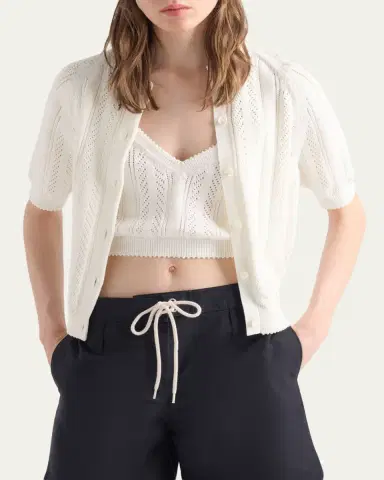 Prada Cotton Short-Sleeve Cardigan | Thumbnail 4 Prada Cotton Short-Sleeve Cardigan | Thumbnail 4