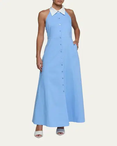 L'Agence Maurie Cotton Poplin Halter Maxi Dress | Thumbnail 2 L'Agence Maurie Cotton Poplin Halter Maxi Dress | Thumbnail 2