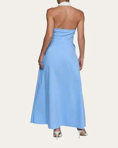 L'Agence Maurie Cotton Poplin Halter Maxi Dress | Thumbnail 3 L'Agence Maurie Cotton Poplin Halter Maxi Dress | Thumbnail 3