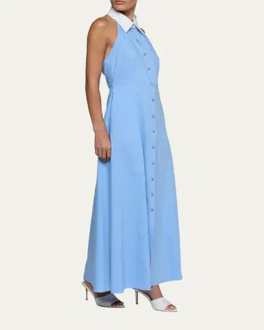 L'Agence Maurie Cotton Poplin Halter Maxi Dress | Thumbnail 4 L'Agence Maurie Cotton Poplin Halter Maxi Dress | Thumbnail 4