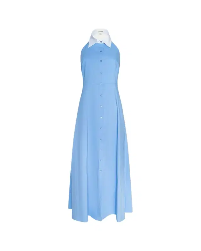 L'Agence Maurie Cotton Poplin Halter Maxi Dress