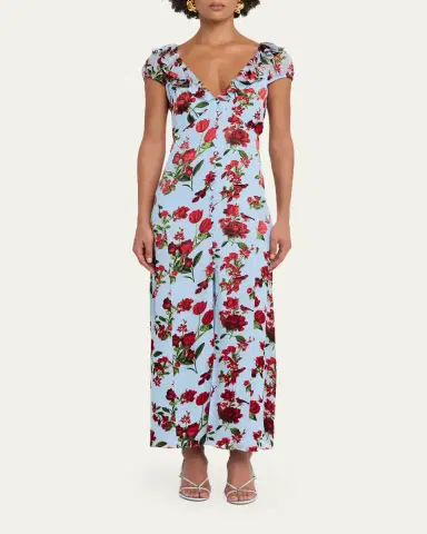 Alice + Olivia Tara Short-Sleeve Ruffle Maxi Dress | Thumbnail 2 Alice + Olivia Tara Short-Sleeve Ruffle Maxi Dress | Thumbnail 2