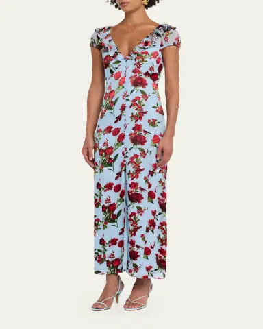 Alice + Olivia Tara Short-Sleeve Ruffle Maxi Dress | Thumbnail 4 Alice + Olivia Tara Short-Sleeve Ruffle Maxi Dress | Thumbnail 4