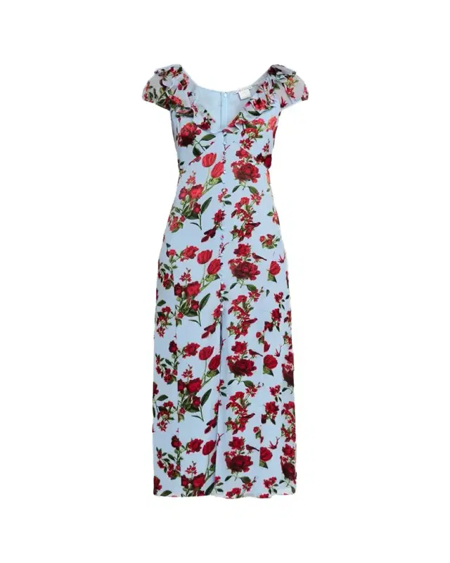 ALICE + OLIVIA Tara Short-Sleeve Ruffle Maxi Dress