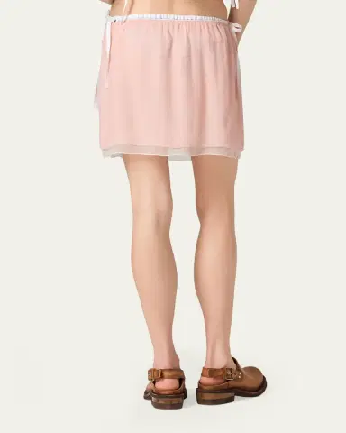 Miu Miu Layered Crinkle Silk Chiffon Mini Skirt | Thumbnail 3