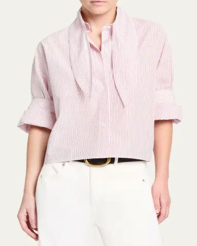 TWP Tie One On Striped Button-Front Shirt | Thumbnail 4
