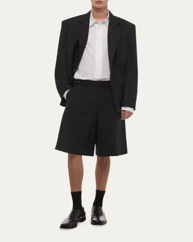 Helmut Lang Men's HL001 Wool Waistband-Tab Shorts | Thumbnail 2