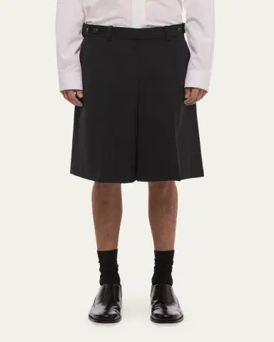 Helmut Lang Men's HL001 Wool Waistband-Tab Shorts | Thumbnail 4