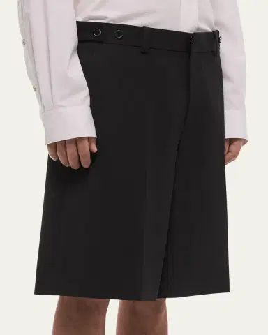 Helmut Lang Men's HL001 Wool Waistband-Tab Shorts | Thumbnail 5