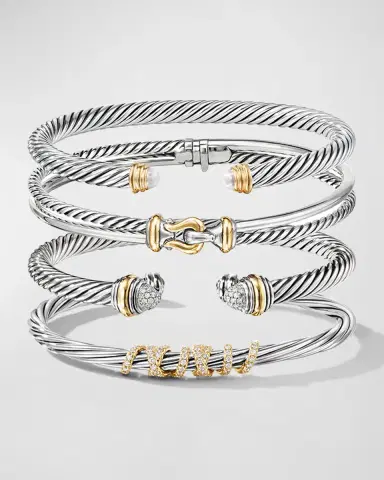 David Yurman 4mm Helena Cuff Bracelet with Diamond Wrap | Thumbnail 2 David Yurman 4mm Helena Cuff Bracelet with Diamond Wrap | Thumbnail 2