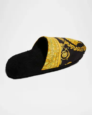 Versace Men's Barocco-Print Mule Slippers | Thumbnail 2