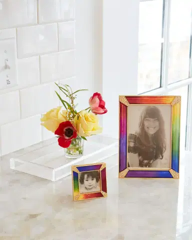Jay Strongwater Rainbow Pave Corner Square Frame, 2"Sq. | Thumbnail 2