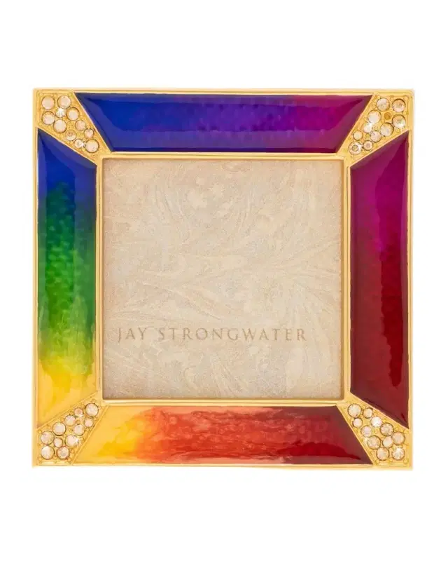 Jay Strongwater Rainbow Pave Corner Square Frame, 2"Sq.