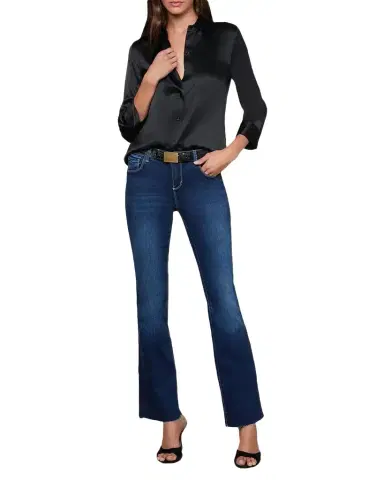 L'Agence Dani Silk Satin 3/4-Sleeve Button-Down Blouse | Thumbnail 1 L'Agence Dani Silk Satin 3/4-Sleeve Button-Down Blouse | Thumbnail 1
