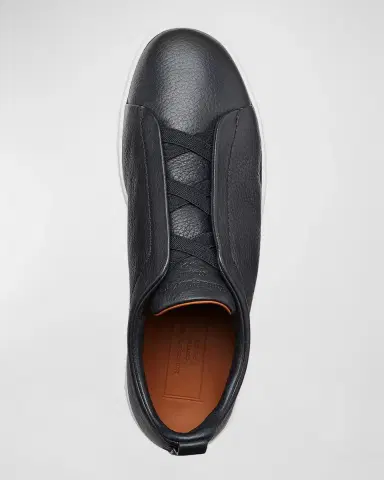 Zegna Men's Triple Stitch Deerskin Leather Sneakers | Thumbnail 2 Zegna Men's Triple Stitch Deerskin Leather Sneakers | Thumbnail 2