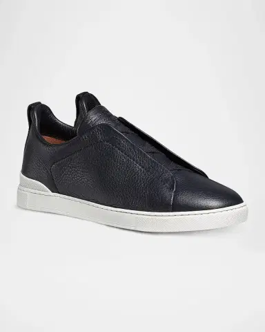 Zegna Men's Triple Stitch Deerskin Leather Sneakers | Thumbnail 3 Zegna Men's Triple Stitch Deerskin Leather Sneakers | Thumbnail 3