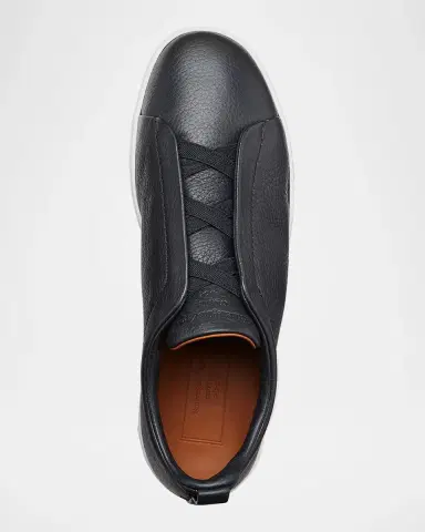 Zegna Men's Triple Stitch Deerskin Leather Sneakers | Thumbnail 4 Zegna Men's Triple Stitch Deerskin Leather Sneakers | Thumbnail 4