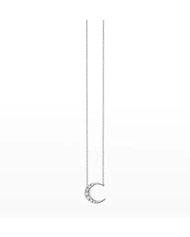 Monica Rich Kosann Mini Crescent Moon Necklace with Moonstone and Sapphires | Thumbnail 2