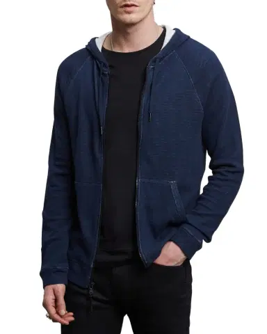 John Varvatos Men's Double-Knit Plaited Hoodie | Thumbnail 1 John Varvatos Men's Double-Knit Plaited Hoodie | Thumbnail 1