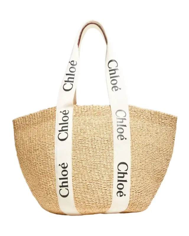 Chloe Woody Large Mifuko Basket Bag in Fair Trade Paper Embellished with Linen