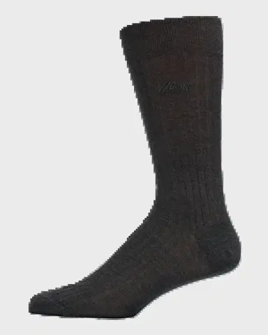 Brioni Men's Ribbed Cotton Crew Socks | Thumbnail 2 Brioni Men's Ribbed Cotton Crew Socks | Thumbnail 2