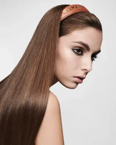 Balmain Hair Riviera Large Cognac Headband with Logo | Thumbnail 2