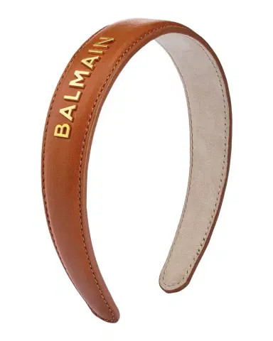 Balmain Hair Riviera Large Cognac Headband with Logo | Thumbnail 1