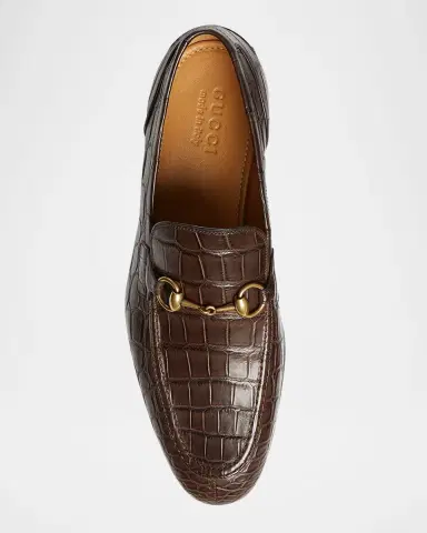 Gucci Men's Jordaan Crocodile Loafers | Thumbnail 3
