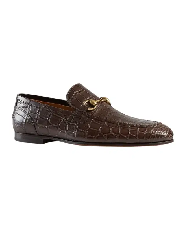 Gucci Men's Jordaan Crocodile Loafers