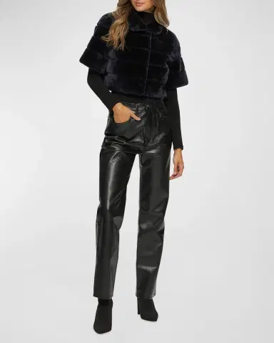 Gorski Horizontal Lamb Shearling Short-Sleeve Bolero Jacket | Thumbnail 2 Gorski Horizontal Lamb Shearling Short-Sleeve Bolero Jacket | Thumbnail 2