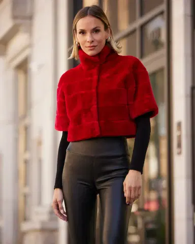 Gorski Horizontal Lamb Shearling Short-Sleeve Bolero Jacket | Thumbnail 3 Gorski Horizontal Lamb Shearling Short-Sleeve Bolero Jacket | Thumbnail 3