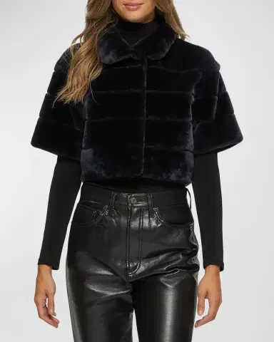 Gorski Horizontal Lamb Shearling Short-Sleeve Bolero Jacket | Thumbnail 4 Gorski Horizontal Lamb Shearling Short-Sleeve Bolero Jacket | Thumbnail 4