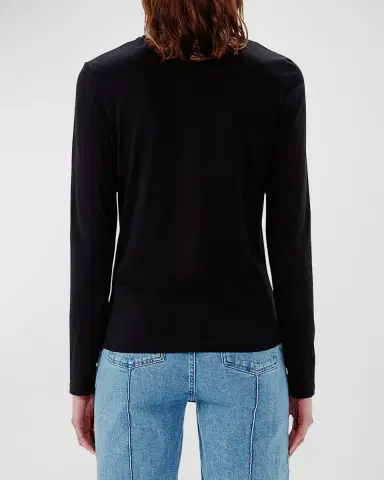 Another Tomorrow Cotton Long Sleeve Tee | Thumbnail 4 Another Tomorrow Cotton Long Sleeve Tee | Thumbnail 4