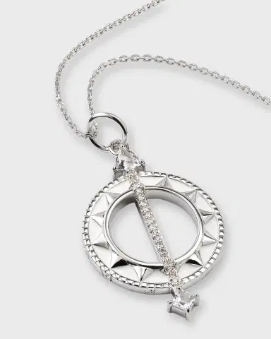 Monica Rich Kosann Sterling Silver Sundial Charm Necklace with White Enamel | Thumbnail 2