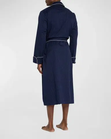 Derek Rose Men's Dotted Royal Robe w/ Piping | Thumbnail 2