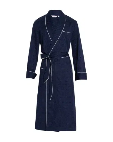Derek Rose Men's Dotted Royal Robe w/ Piping | Thumbnail 1