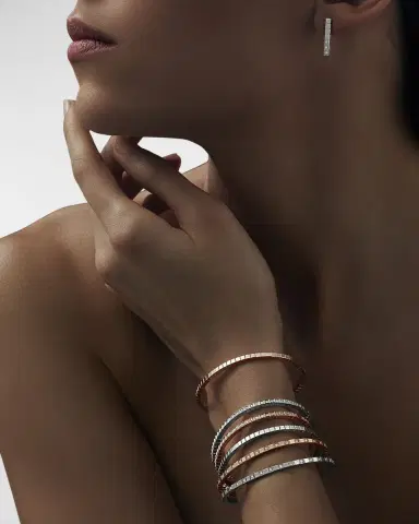Chopard Ice Cube 18K White Gold Semi-Diamond Bangle Bracelet, Size Small | Thumbnail 5 Chopard Ice Cube 18K White Gold Semi-Diamond Bangle Bracelet, Size Small | Thumbnail 5