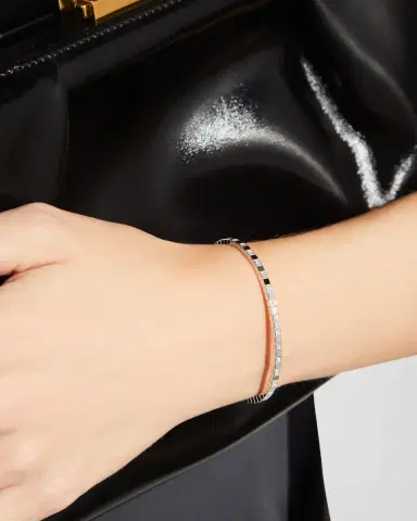 Chopard Ice Cube 18K White Gold Semi-Diamond Bangle Bracelet, Size Small | Thumbnail 1 Chopard Ice Cube 18K White Gold Semi-Diamond Bangle Bracelet, Size Small | Thumbnail 1