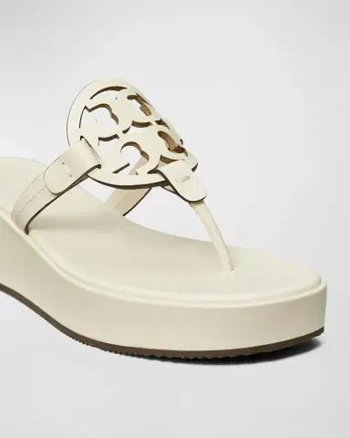 Tory Burch Miller Leather Logo Wedge Thong Sandals | Thumbnail 3