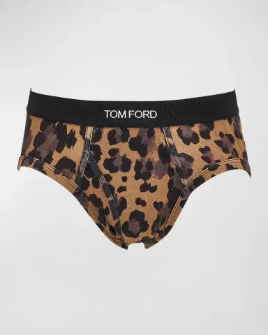 Tom Ford Men's Leopard-Print Cotton Jersey Briefs | Thumbnail 2 Tom Ford Men's Leopard-Print Cotton Jersey Briefs | Thumbnail 2