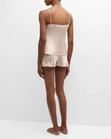 Christine Lingerie Bijoux Short Lace-Trim Silk Pajama Set | Thumbnail 3