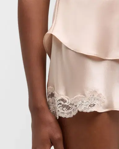 Christine Lingerie Bijoux Short Lace-Trim Silk Pajama Set | Thumbnail 5