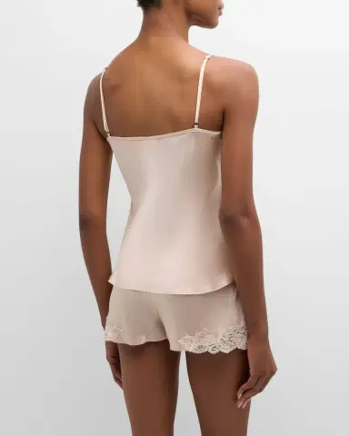 Christine Lingerie Bijoux Short Lace-Trim Silk Pajama Set | Thumbnail 6